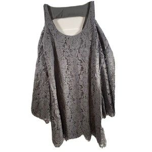 Chaser Womens Open Back Cold Shoulder Lace Overlay Mini Dress Gray Size Medium